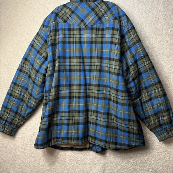 Legendary Whitetails Men's 4XT Blue Green Plaid Lined Flannel Shirt Jacket - Picture 7 of 10